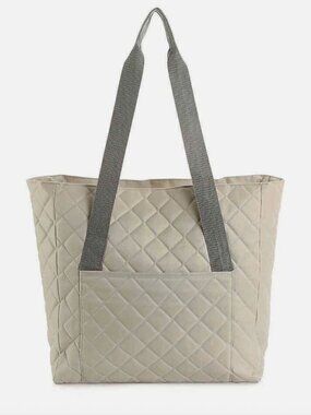 NIP DSW x J.M. Wechter Khaki Gray Quilted Tote | Zipper |Travel Bag | Gym